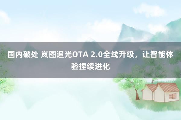 国内破处 岚图追光OTA 2.0全线升级，让智能体验捏续进化