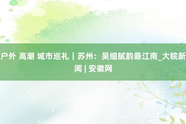 户外 高潮 城市巡礼｜苏州：吴细腻韵最江南_大皖新闻 | 安徽网