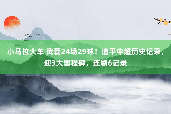 小马拉大车 武磊24场29球！追平中超历史记录，迎3大里程碑，连刷6记录