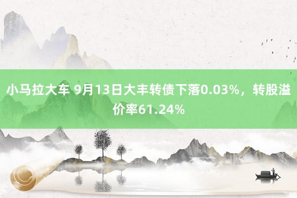 小马拉大车 9月13日大丰转债下落0.03%，转股溢价率61.24%