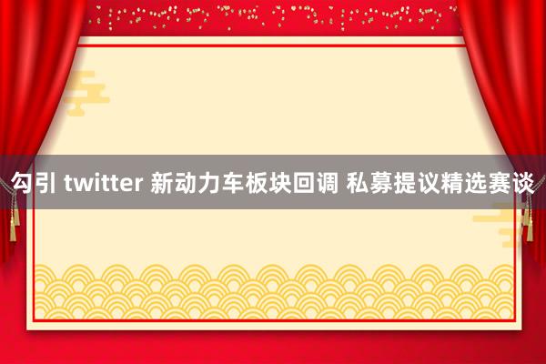 勾引 twitter 新动力车板块回调 私募提议精选赛谈