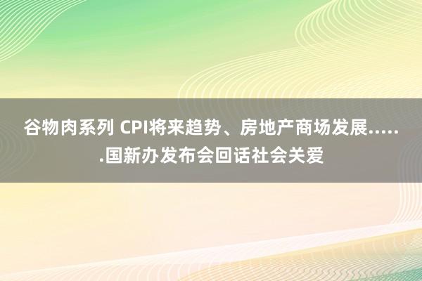 谷物肉系列 CPI将来趋势、房地产商场发展......国新办发布会回话社会关爱