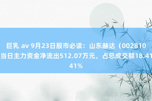 巨乳 av 9月23日股市必读：山东赫达（002810）当日主力资金净流出512.07万元，占总成交额18.41%