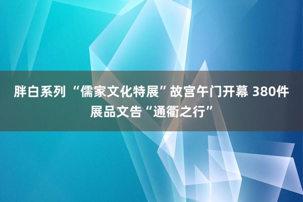 胖白系列 “儒家文化特展”故宫午门开幕 380件展品文告“通衢之行”