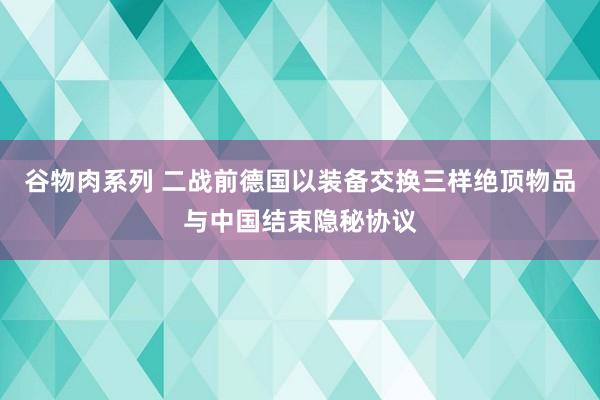 谷物肉系列 二战前德国以装备交换三样绝顶物品与中国结束隐秘协议