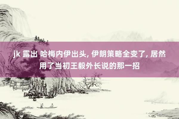 jk 露出 哈梅内伊出头， 伊朗策略全变了， 居然用了当初王毅外长说的那一招