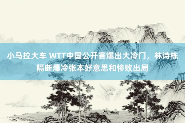 小马拉大车 WTT中国公开赛爆出大冷门，林诗栋隔断爆冷张本好意思和惨败出局