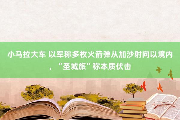 小马拉大车 以军称多枚火箭弹从加沙射向以境内，“圣城旅”称本质伏击