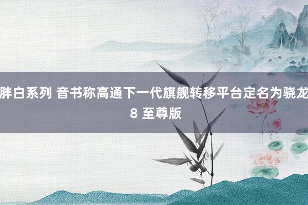 胖白系列 音书称高通下一代旗舰转移平台定名为骁龙 8 至尊版