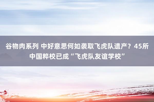 谷物肉系列 中好意思何如袭取飞虎队遗产？45所中国粹校已成“飞虎队友谊学校”