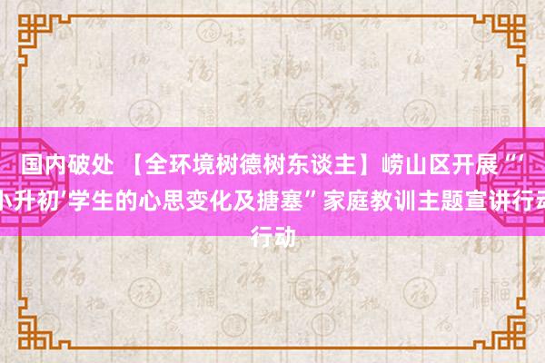 国内破处 【全环境树德树东谈主】崂山区开展“‘小升初’学生的心思变化及搪塞”家庭教训主题宣讲行动