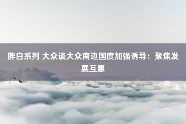 胖白系列 大众谈大众南边国度加强诱导：聚焦发展互惠