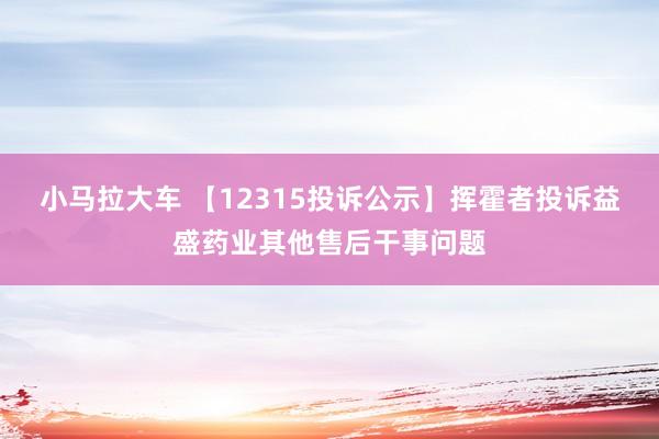 小马拉大车 【12315投诉公示】挥霍者投诉益盛药业其他售后干事问题