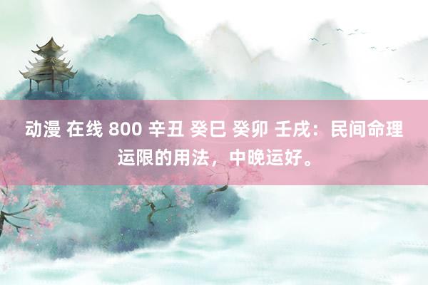 动漫 在线 800 辛丑 癸巳 癸卯 壬戌：民间命理运限的用法，中晚运好。