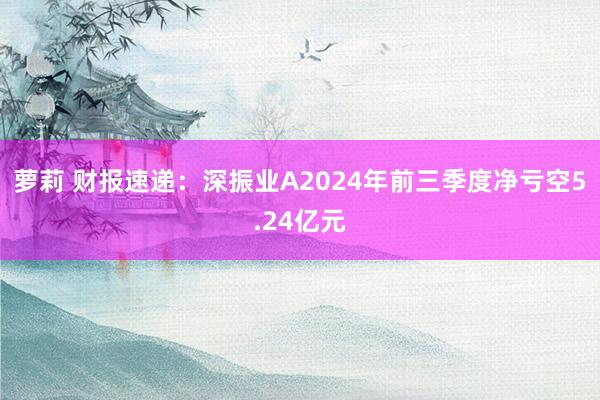 萝莉 财报速递：深振业A2024年前三季度净亏空5.24亿元