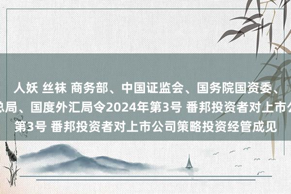 人妖 丝袜 商务部、中国证监会、国务院国资委、税务总局、商场监管总局、国度外汇局令2024年第3号 番邦投资者对上市公司策略投资经管成见