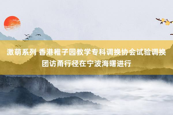 激萌系列 香港稚子园教学专科调换协会试验调换团访甬行径在宁波海曙进行