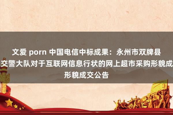 文爱 porn 中国电信中标成果：永州市双牌县公安局交警大队对于互联网信息行状的网上超市采购形貌成交公告