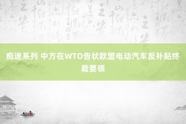 痴迷系列 中方在WTO告状欧盟电动汽车反补贴终裁要领