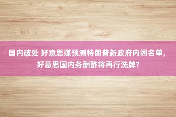 国内破处 好意思媒预测特朗普新政府内阁名单， 好意思国内务酬酢将再行洗牌?