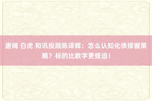 唐嫣 白虎 和讯投顾陈译辉：怎么认知化债撑握策略？标的比数字更蹙迫！