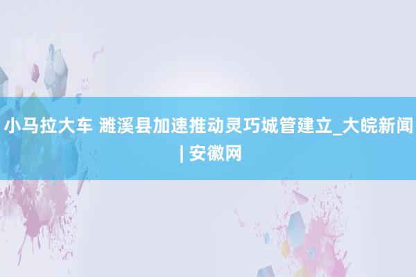 小马拉大车 濉溪县加速推动灵巧城管建立_大皖新闻 | 安徽网