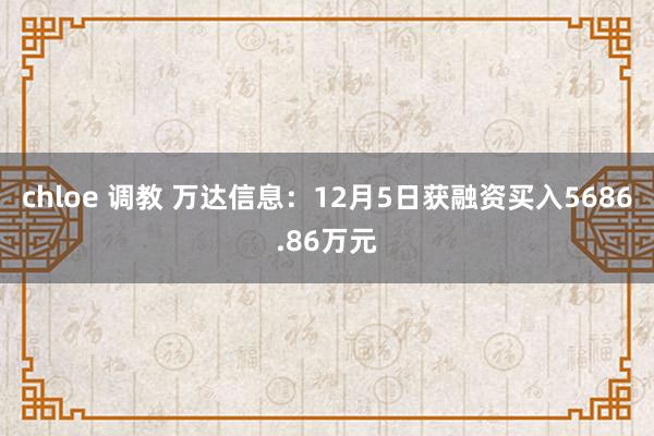 chloe 调教 万达信息：12月5日获融资买入5686.86万元