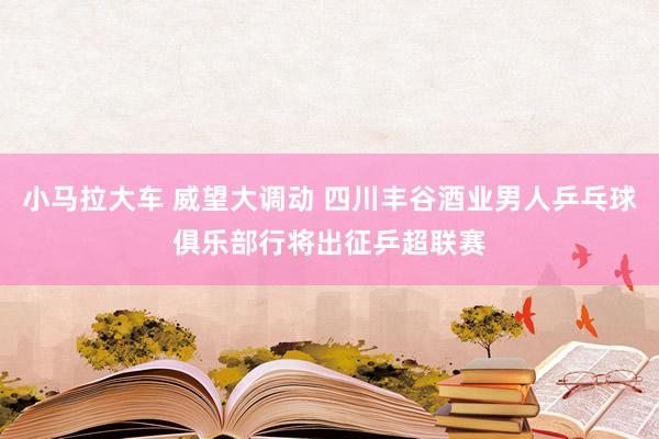 小马拉大车 威望大调动 四川丰谷酒业男人乒乓球俱乐部行将出征乒超联赛