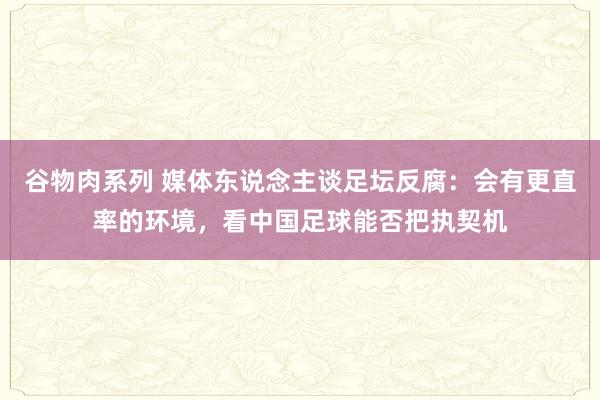 谷物肉系列 媒体东说念主谈足坛反腐：会有更直率的环境，看中国足球能否把执契机