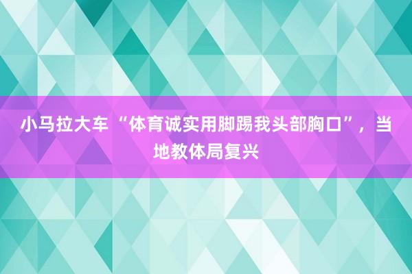 小马拉大车 “体育诚实用脚踢我头部胸口”，当地教体局复兴