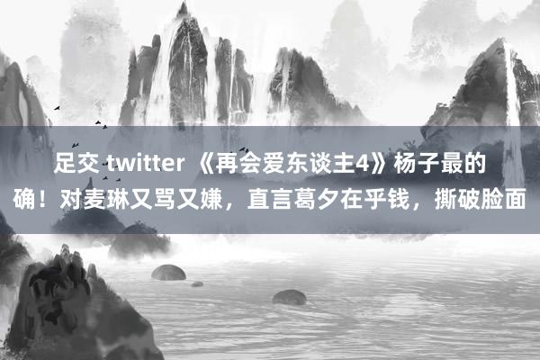 足交 twitter 《再会爱东谈主4》杨子最的确！对麦琳又骂又嫌，直言葛夕在乎钱，撕破脸面