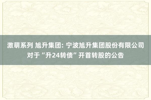 激萌系列 旭升集团: 宁波旭升集团股份有限公司对于“升24转债”开首转股的公告