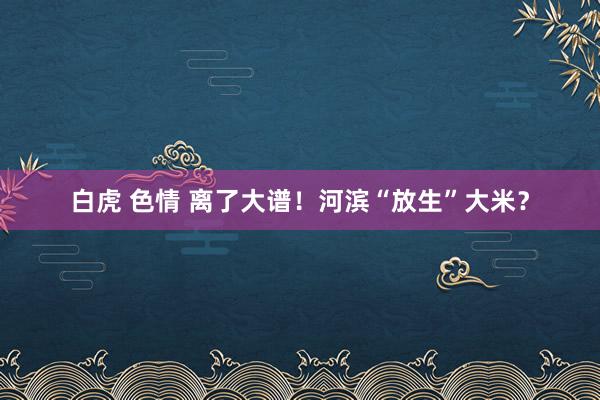 白虎 色情 离了大谱！河滨“放生”大米？