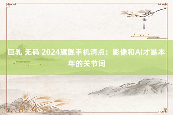 巨乳 无码 2024旗舰手机清点：影像和AI才是本年的关节词