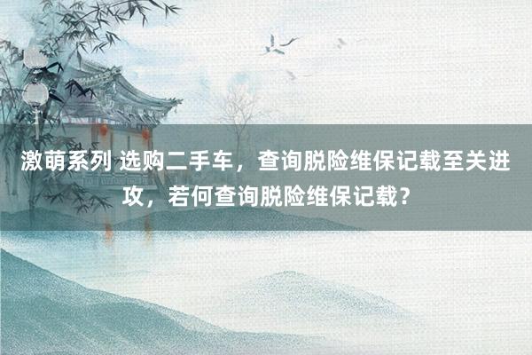 激萌系列 选购二手车，查询脱险维保记载至关进攻，若何查询脱险维保记载？