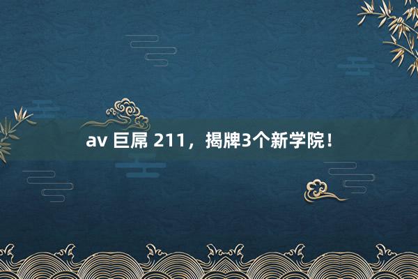 av 巨屌 211，揭牌3个新学院！