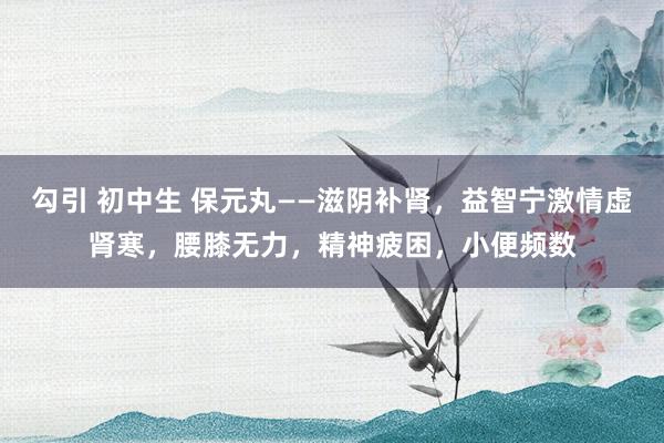 勾引 初中生 保元丸——滋阴补肾，益智宁激情虚肾寒，腰膝无力，精神疲困，小便频数