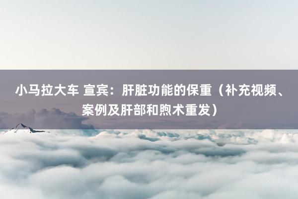 小马拉大车 宣宾：肝脏功能的保重（补充视频、案例及肝部和煦术重发）