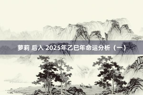 萝莉 后入 2025年乙巳年命运分析（一）