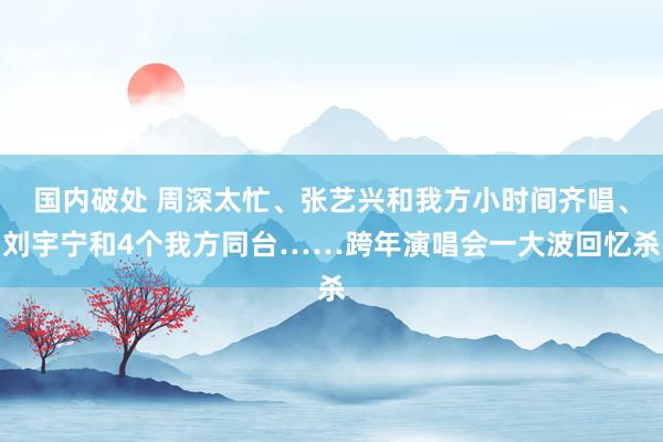 国内破处 周深太忙、张艺兴和我方小时间齐唱、刘宇宁和4个我方同台……跨年演唱会一大波回忆杀