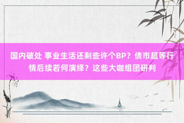 国内破处 事业生活还剩些许个BP？债市超等行情后续若何演绎？这些大咖组团研判