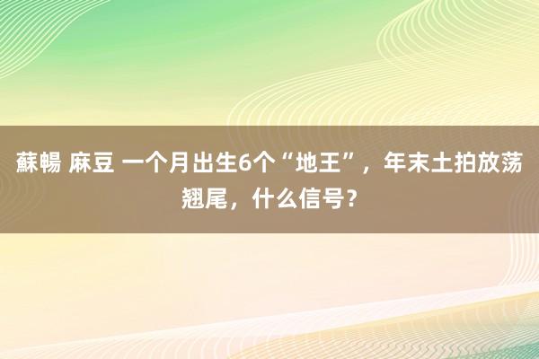 蘇暢 麻豆 一个月出生6个“地王”，年末土拍放荡翘尾，什么信号？