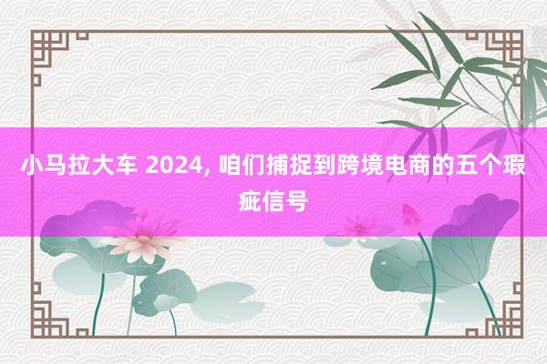 小马拉大车 2024， 咱们捕捉到跨境电商的五个瑕疵信号