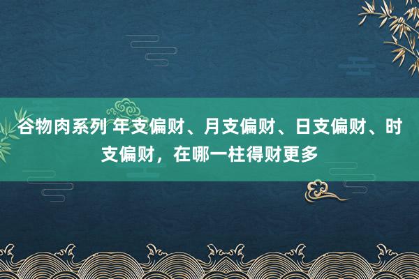 谷物肉系列 年支偏财、月支偏财、日支偏财、时支偏财，在哪一柱得财更多