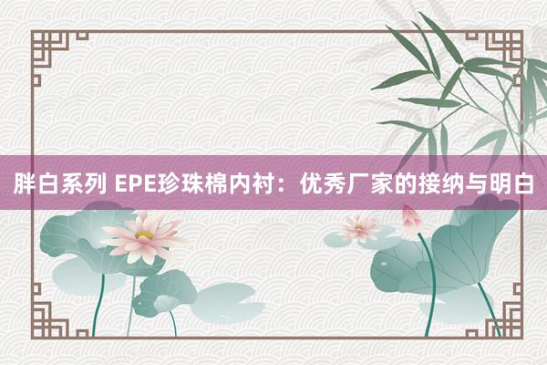 胖白系列 EPE珍珠棉内衬：优秀厂家的接纳与明白