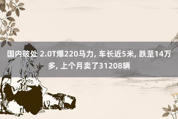 国内破处 2.0T爆220马力， 车长近5米， 跌至14万多， 上个月卖了31208辆