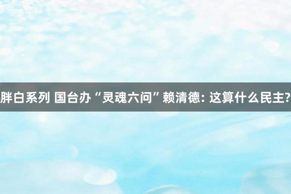 胖白系列 国台办“灵魂六问”赖清德: 这算什么民主?