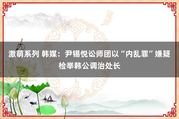 激萌系列 韩媒：尹锡悦讼师团以“内乱罪”嫌疑检举韩公调治处长