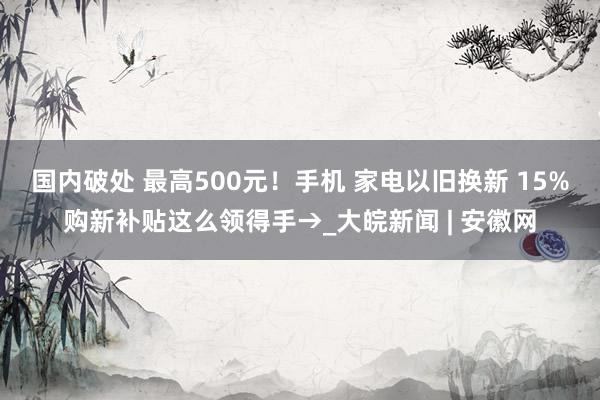 国内破处 最高500元！手机 家电以旧换新 15%购新补贴这么领得手→_大皖新闻 | 安徽网